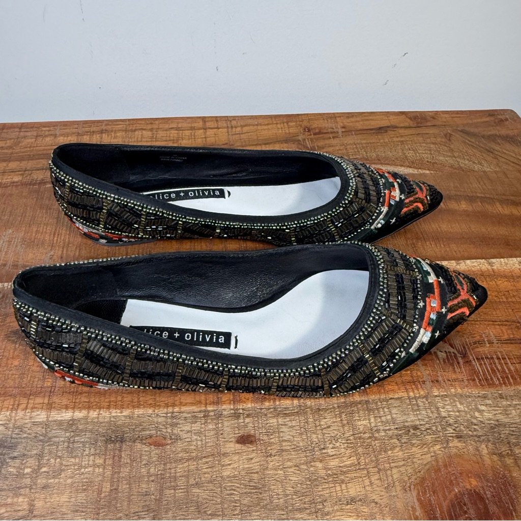 Alice + Olivia Beaded Women's Flats, Size 38